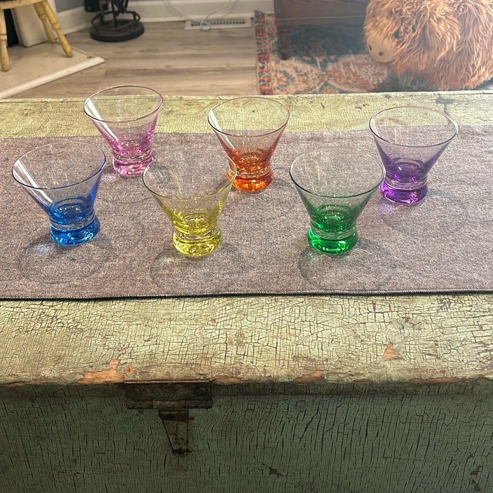 Hue Colored Stemless Martini Glasses Set of 6